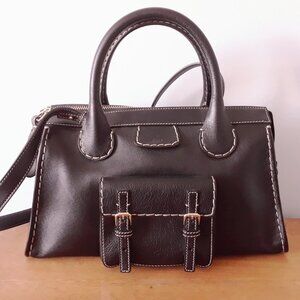 Chloé Edith Medium Day Bag in Black Buffalo Leather